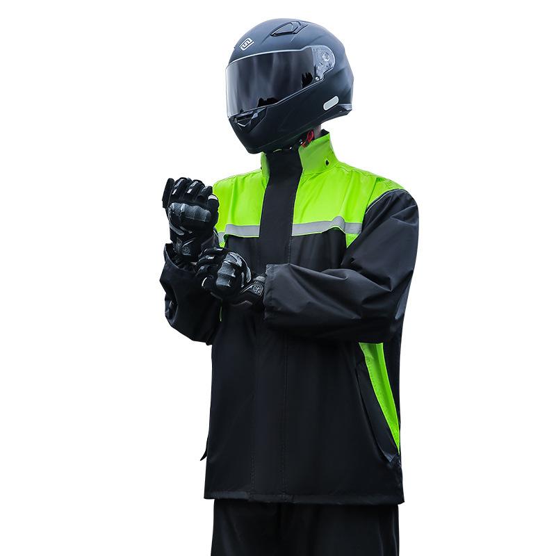 バイク用レインウェア 男性用 上下セット 厚手 防水 暴雨対策 反射テープ付き アウトドア 通勤用