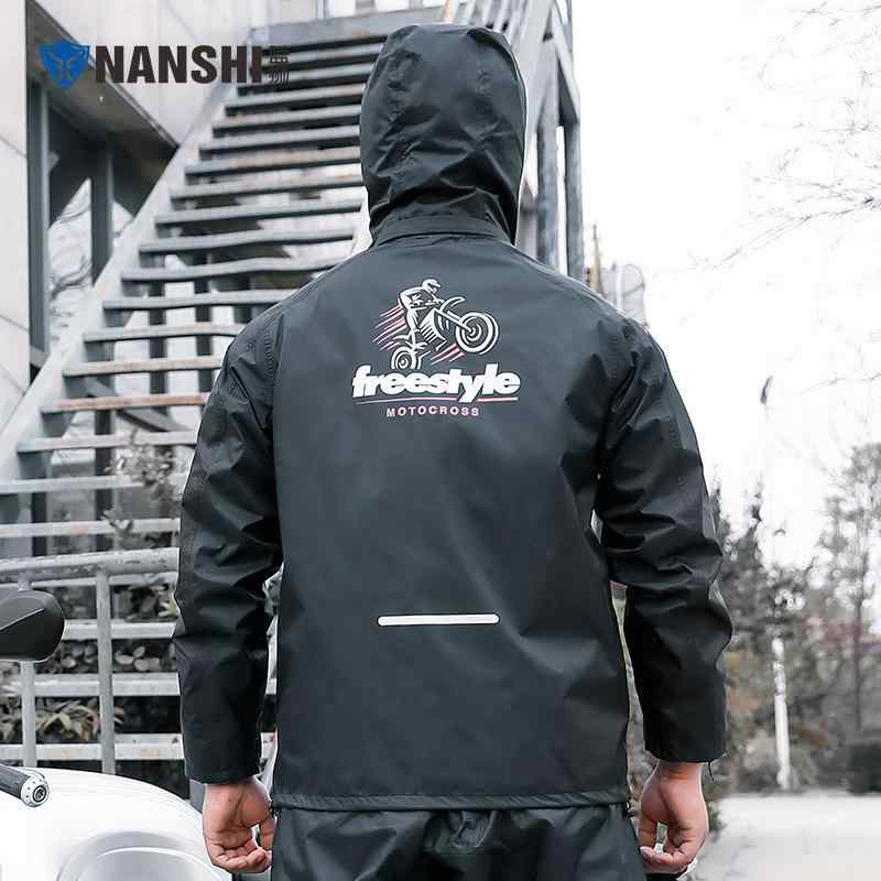 バイク用レインウェア 男性用 上下セット 防水 暴雨対策 オートバイ 自転車 運転 撥水 薄手 軽量 ブラック