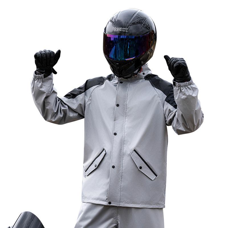 バイク用レインコート 男性用 上下セット ポリエステル ファッション 防水 防暴雨 オートバイ 自転車 ..