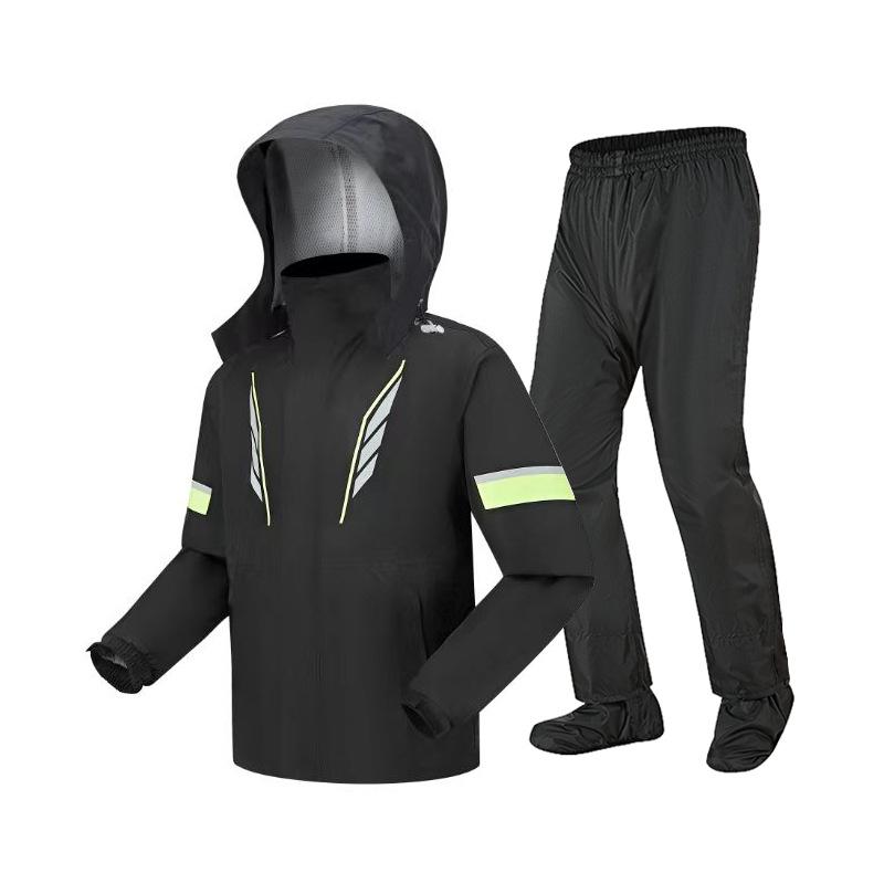 レインコート メンズ バイク用 上下セット 男性用 オートバイ スクーター 運転用 防水 防雨 反射材付き 薄手 軽量 グリーン レッド 収納袋付き