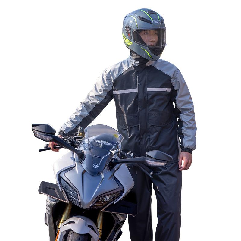 バイク用レインウェア 男性用 上下セット 配達員 暴雨対策 大人用 セパレートタイプ 防水 防風 ブラック グリーン グレー 耐久性