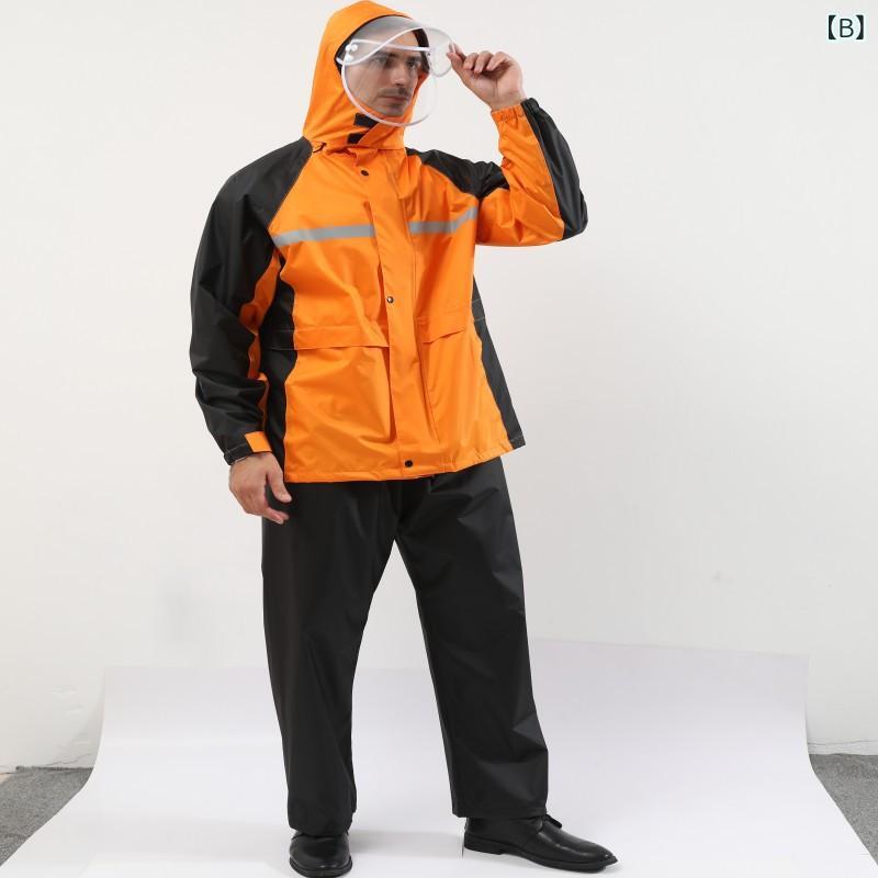 レインウェア 男性用 バイク用 上下セット 登山用 軽量 撥水 防水 防風 反射材付き グリーン ブラック オレンジ アウトドア