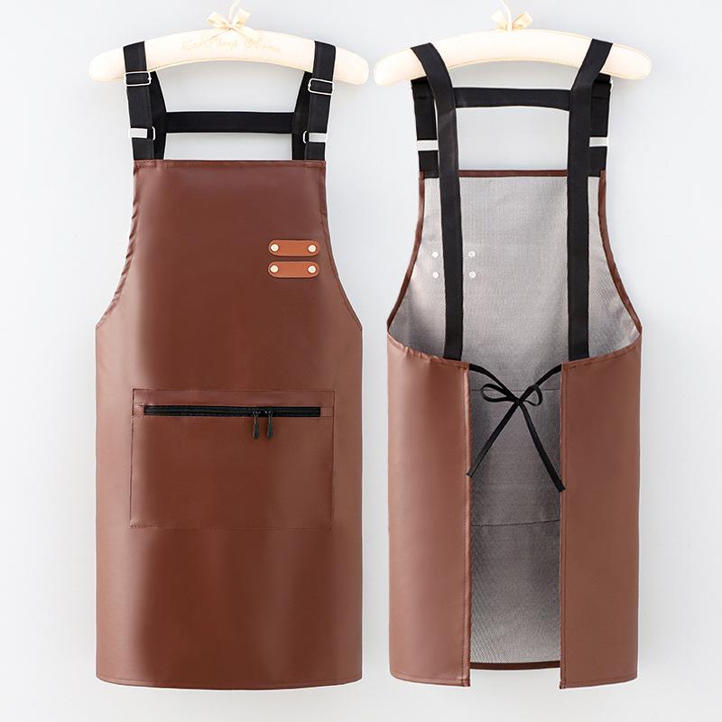 エプロン 男性用 女性用 PUレザー 防水 撥水 耐摩耗性 カフェ 料理用 水産加工 理容室 清掃(4)