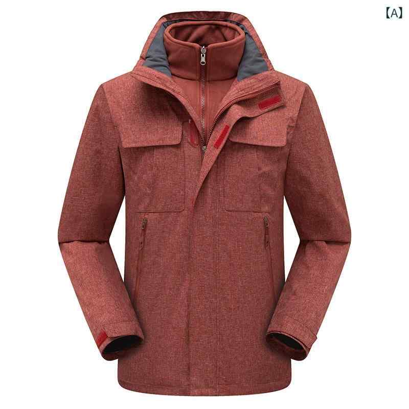 マウンテンパーカー 男女兼用 防風 防水 防寒 登山 スキー ウェア 裏起毛 アウター アウトドア ウェア 赤 灰 紺