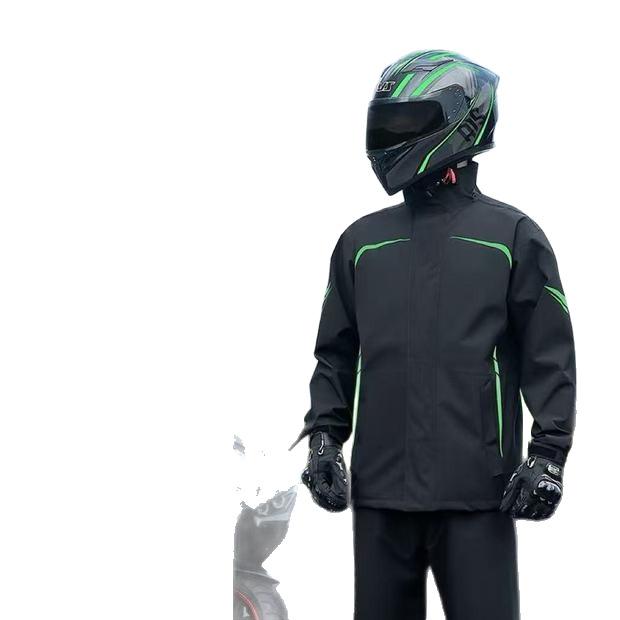 バイク用 レインコート 男性用 上下セット 防水 暴雨対策 配達員 運転用 レインウェア 黒 緑