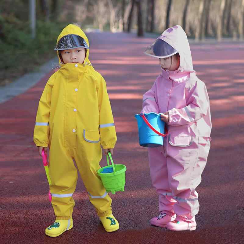 レインコート キッズ 男の子 女の子 子供 幼稚園 ベビー セットアップ 防水 雨具 全身 蜜桃 ピンク レモン イエロー ブルー