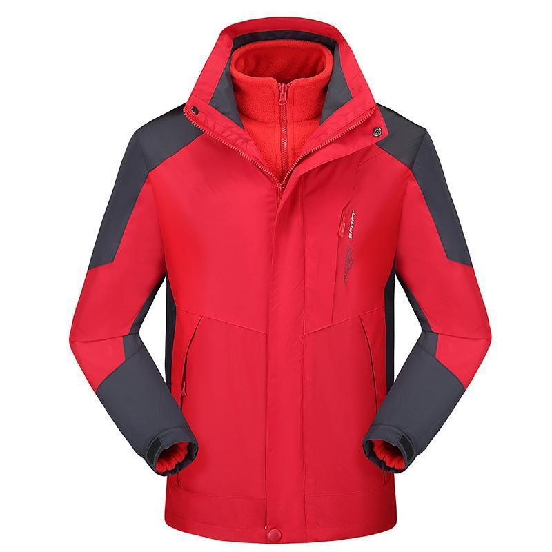 マウンテンパーカー 男女兼用 取り外し可能 フリース裏地 2点セット 防風 防雨 アウトドア 登山 スキー..