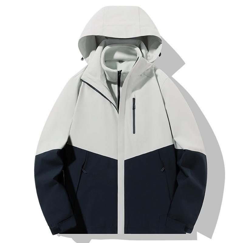 マウンテンパーカー 男女兼用 防寒 防水 登山ウェア 取り外し可能 フリースインナー付き アウター 秋冬..