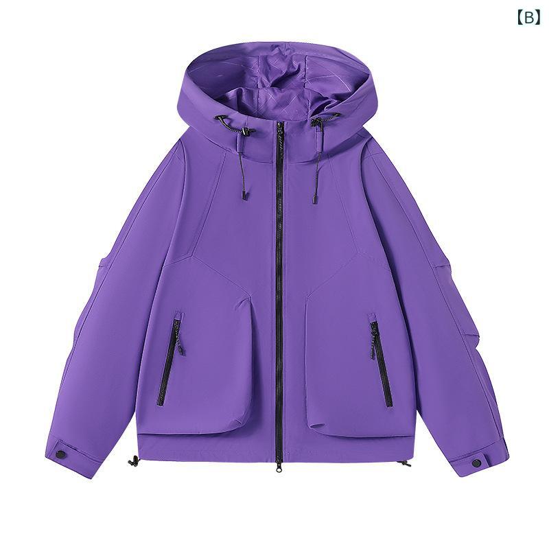 ジャケット メンズ 防水 防風 無地 シンプル ワークウェア ブルゾン ゆったり アウトドア ジャンパー 春秋 黒 紫 白 黄色 ピンク系 XXS XS S M L XL XXL XXXL ポリエステル