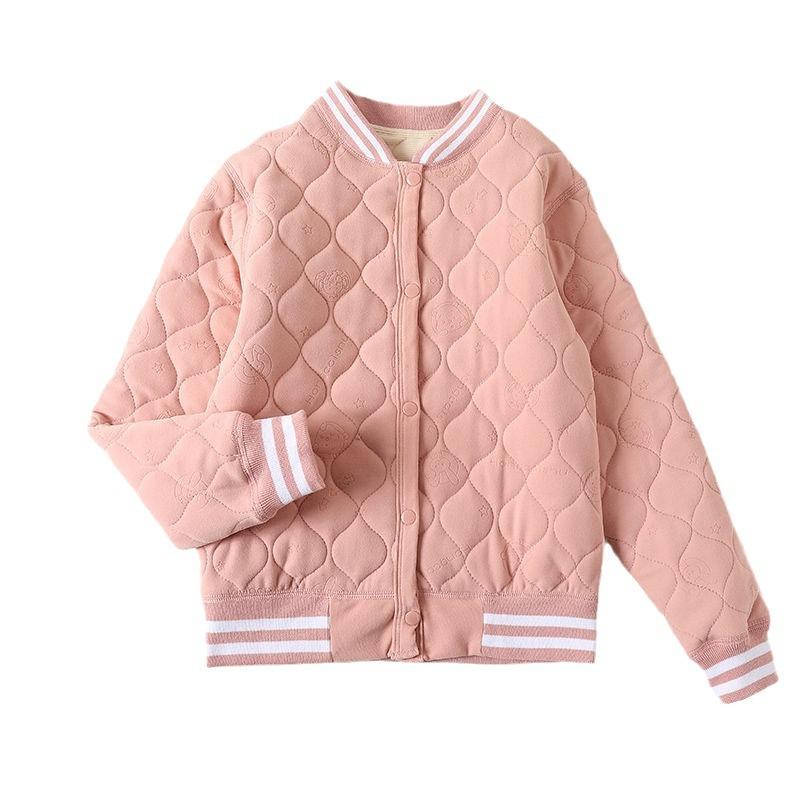 子供用綿入りインナー 女の子 小学生 インナーウェア 上下セット 裏起毛 あったか 秋冬 パジャマ 部屋着 綿 ポリエステル ピンク系 グレー