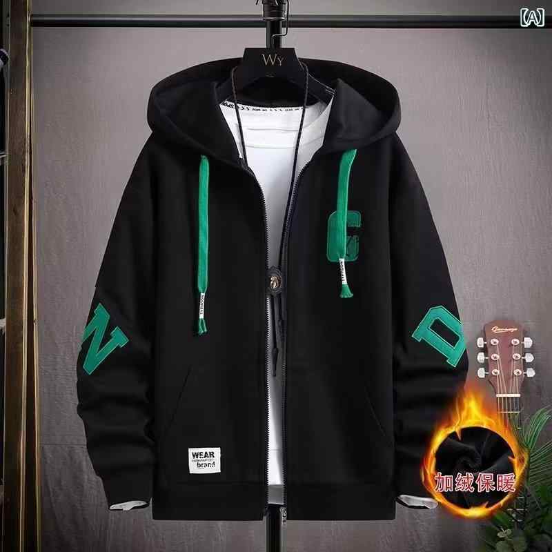 スウェット メンズ 秋冬用 裏起毛 青少年 学生 冬用 厚手 ジップアップ パーカー アウター カジュアル 普段使い ルームウェア ポリエス..