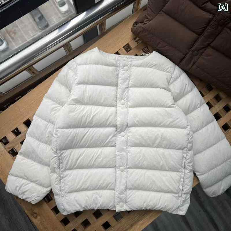 子供用ダウンインナー 男女兼用 薄手 ショート丈 無地 8歳以上 秋冬 白ダックダウン 90 ％ 詰め物 ナイロン 親子コーデ 可能 米白 ブラック カーキ色 オレンジ レッド 90cm 100cm 110cm 120cm 130cm 140cm 150