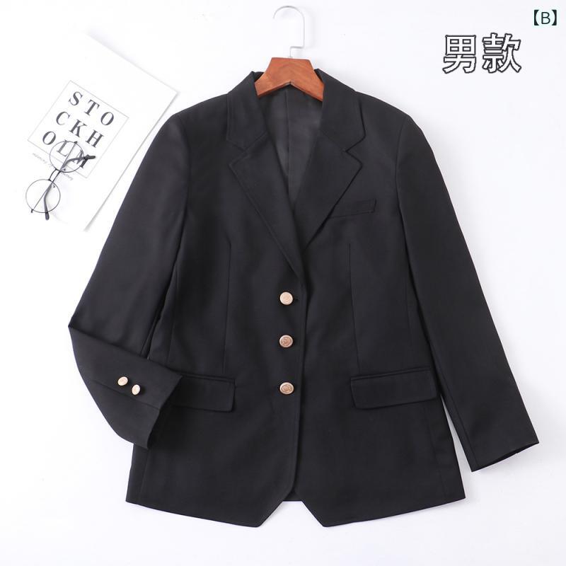制服 ジャケット レディース メンズ スクールブレザー 黒 紺 ポリエステル Vネック 長袖 無地 学生 高校生 女子高生 清楚 かわいい