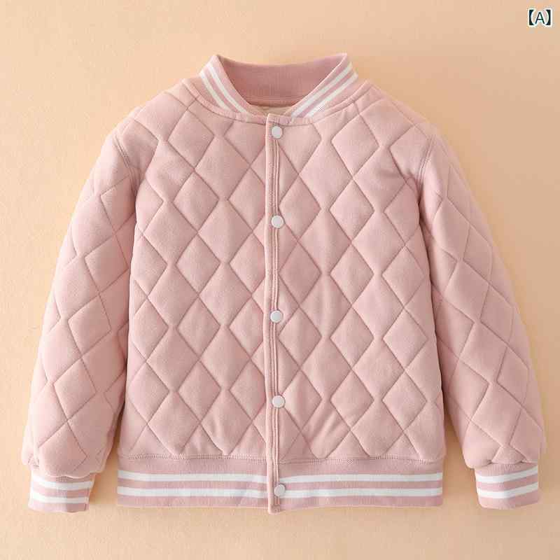 子供用綿入りジャケット キッズスクールウェア 上下セット 防寒 暖かい ガールズ ボーイズ ピンク系 グレー ブルー ブラウン ポリエステル 無地 Aクラス 110cm 120cm 130cm 140cm 150cm 160cm