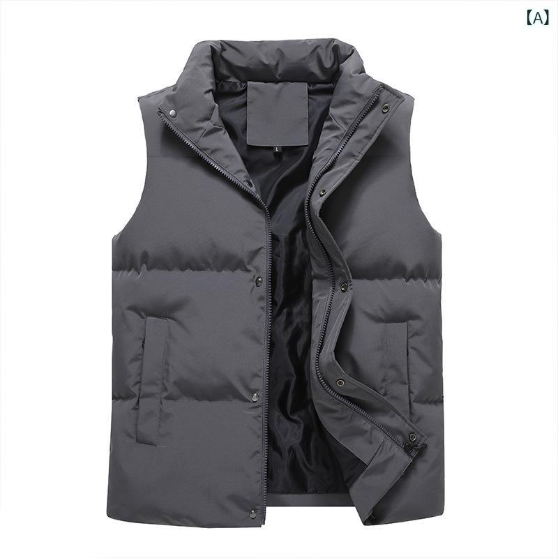 ベスト 男性用 ベスト 女性用 コットン 直筒型 無地 スタンドカラー ジップアップ 春物 グレー ブラック ブルー カーキ ピンク S M L XL XXL 3XL 4XL 5XL 6XL 7XL 8XL