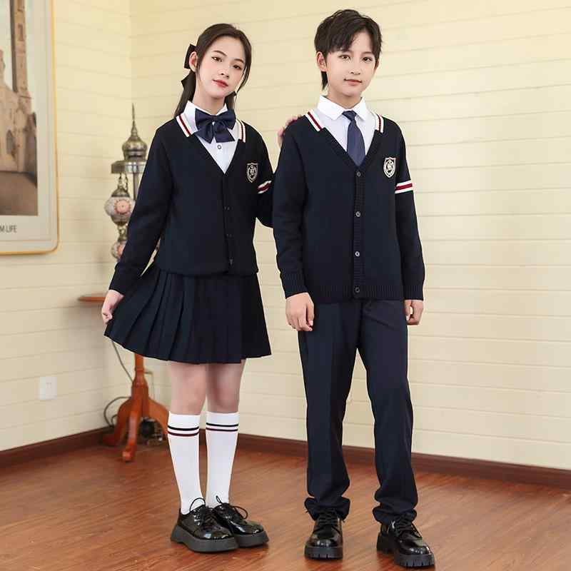 制服 子供服 ニット カーディガン 3点セット 小学生 中学生 男女兼用 フォーマル セーター パンツ スカ..