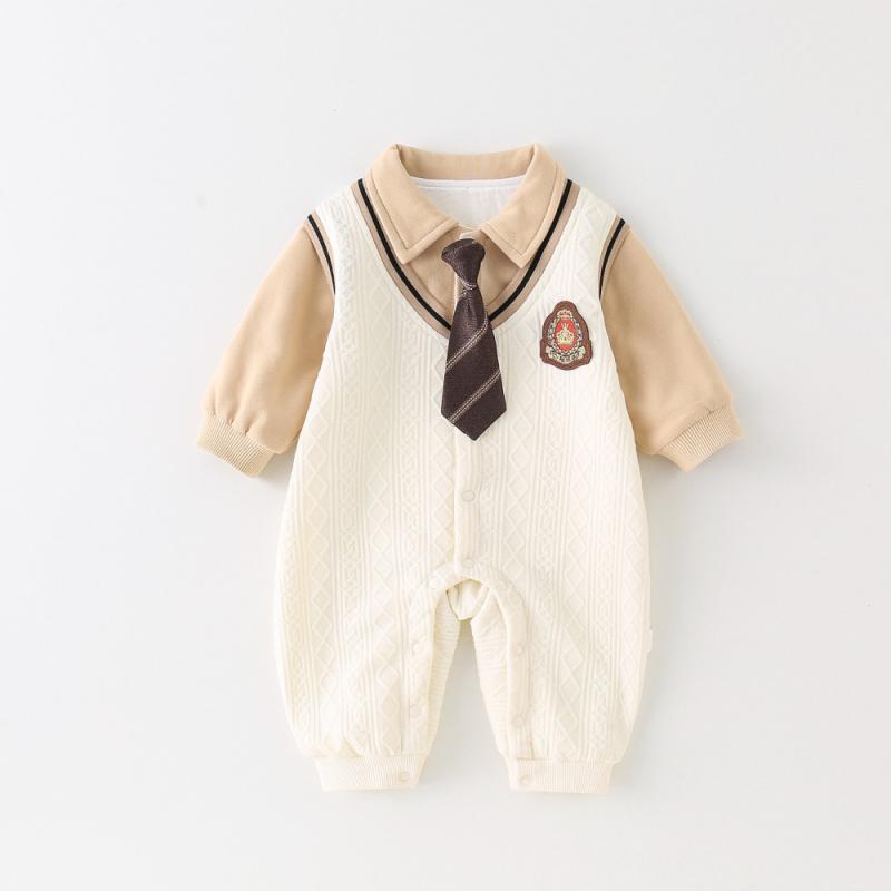 ベビー服 ロンパース 新生児 春秋 コットン 長袖 ニット セーラー風 カバーオール 男の子 女の子 赤ち..