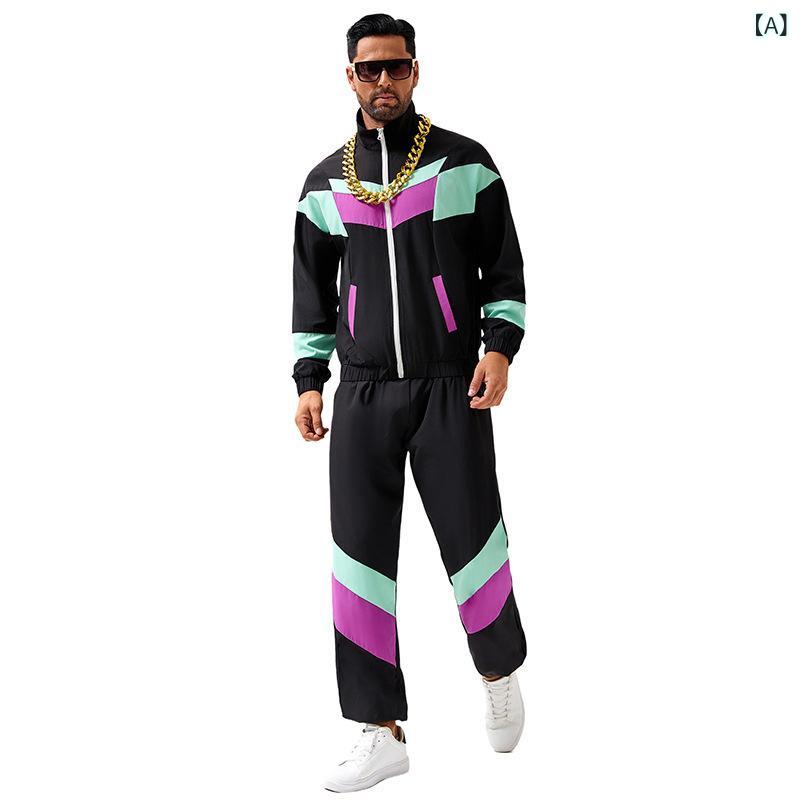 ジャケット &amp; パンツ 男女兼用 ディスコ ヒップホップ ダンス 衣装 80年代 レトロ ポリエステル 舞台 演出 服 民族 部落 ハロウィン コスチューム