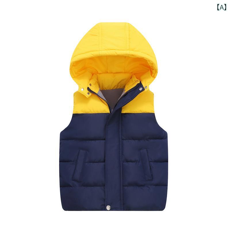 子供服 ベスト 秋冬 子供 羽毛 コットン 中綿入り フリース 裏地 厚手 男女兼用 ベビー 保温 アウター 学院風 チョッキ 防寒着