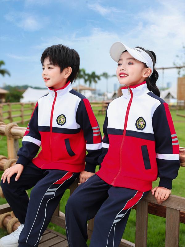 小学生 スクールウェア 上下セット ジャージ 子供 幼稚園 制服 春秋 運動着 3点セット 綿 柔らかい 中..