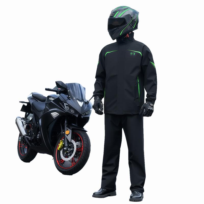 レインウェア 男性用 大人用 上下セット バイク用 スクーター用 ロング丈 フルカバー 防水 防暴雨