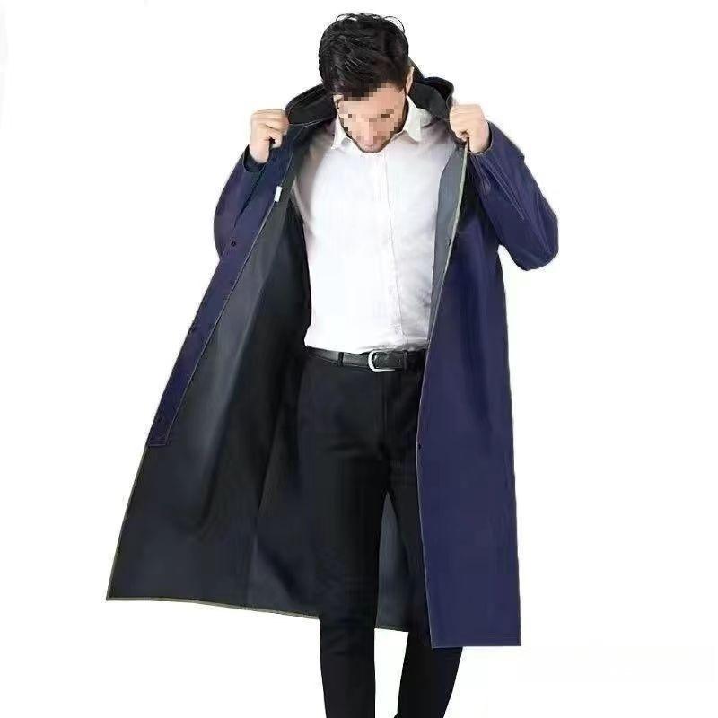 レインコート 男性用 自転車 バイク用 一体型 防水 防災 厚手 ロング丈 全身 暴雨対策 通勤 通学 アウトドア 釣り 登山 作業用 ブラック