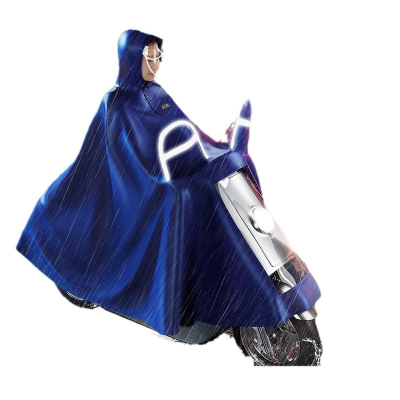 レインコート レディース メンズ バイク用 ポンチョ ロング丈 厚手 防水 防雨 二人乗り 原付 スクーター 大きめサイズ ツバ付き フード付き 反射テープ付き