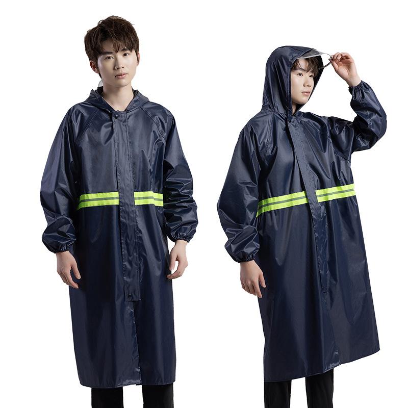 レインコート 男性用 長袖 防水 暴雨対策 アウトドア ワークウェア 作業着 ウィンドブレーカー ポンチョ 自転車 バイク 通勤 厚手 紺色