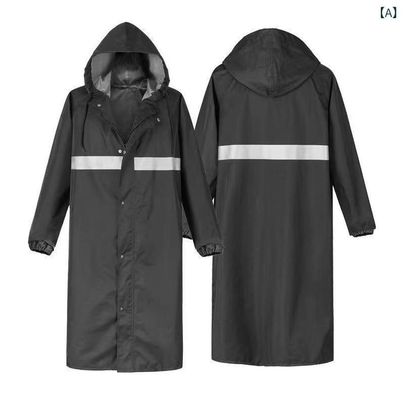 レインコート 男性用 女性用 バイク用 自転車用 厚手 防水 撥水 オックスフォード織 フルジップアップ 全身一体型 透明 ポンチョ 通勤 通学 アウトドア ワーク ブラック 蛍光オレンジ 蛍光グリーン 蛍光イエロー