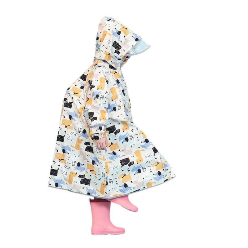 キッズ レインコート 男の子 女の子 子供 幼稚園 小学生 通学 遠足 薄手 防水 カッパ ベージュ 恐竜柄