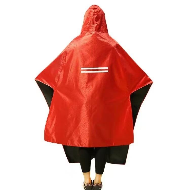 バイク用レインコート オックスフォード生地 厚手 防水 大人用 男女兼用 自転車 電動バイク ポンチョ シングル レッド