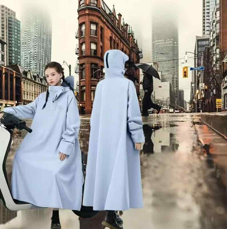 雨衣 電動自転車 レディース メンズ ロング丈 全身 防水 防災 厚手 オックスフォード布 高襟 バイザー付き スクーター レインコート カッパ