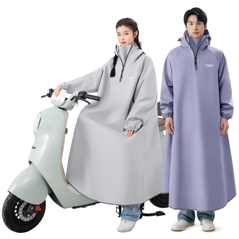 レインコート 男女兼用 バイク用 オートバイ用 自転車用 ポンチョ 反射材付き つば付き フード付き リュック対応 大きめサイズ スペースグレー パープル グリ...
