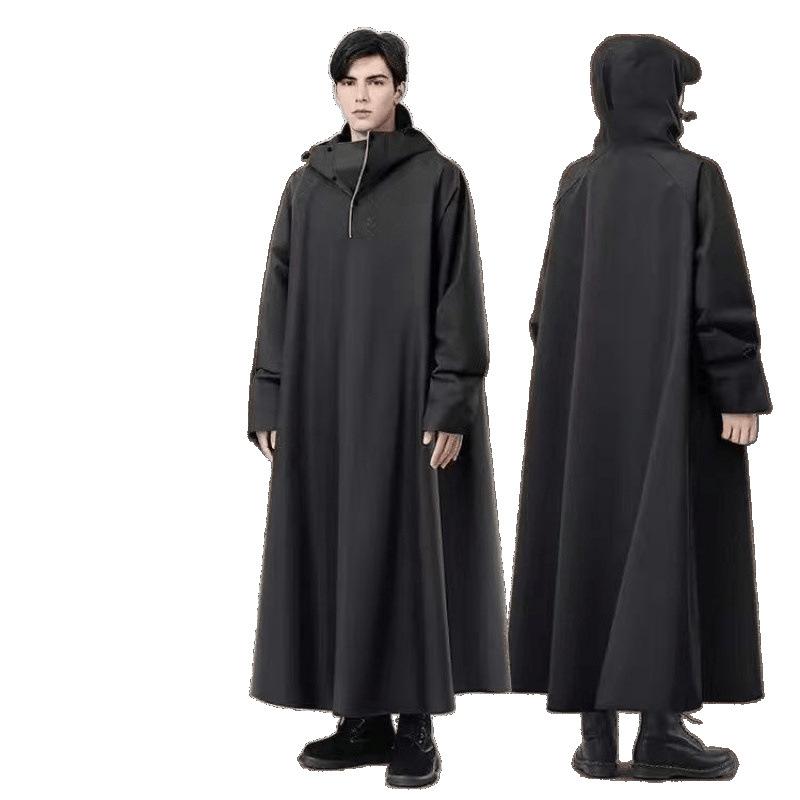 レインコート 男女兼用 バイク用 自転車用 ポンチョ 厚手 防水 防雨 カッパ オックスフォード布 カーキブラウン 暗夜ブラック クラウドブルー ライトグレー ...