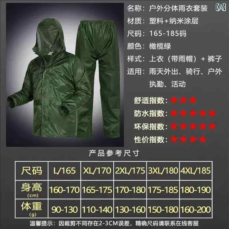 レインウェア 男性用 オリーブグリーン アウトドア バイク 釣り 厚手 上下セット 防水 防災