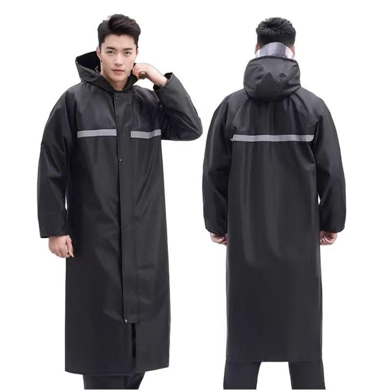 レインコート 男性用 大人用 防災 防水 厚手 ロング丈 反射材付き 作業用 アウトドア 警備用