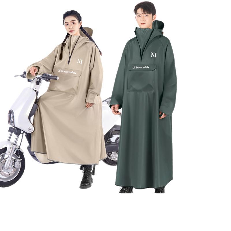 雨具 バイク用 レインコート 厚手 ロング丈 全身 防水 防雨 オックスフォード生地 男女兼用 バニラ色 グレー カーキ色 ブラック M L XL XXL