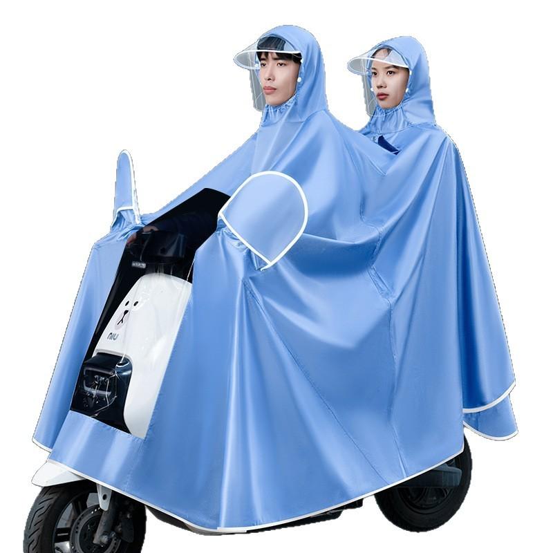 レインコート 二人乗り 女性用 母子 男性用 厚手 ロング 全身 防水 オートバイ スクーター バイク用 レインポンチョ 一体型 ブラック グレー ネイビー ブ...