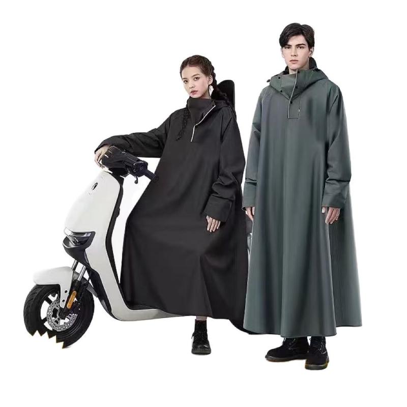 バイク用レインコート 男女兼用 フリーサイズ 防水 厚手 オックスフォード生地 ライトグレー カーキ色 ダークグリーン スカイブルー