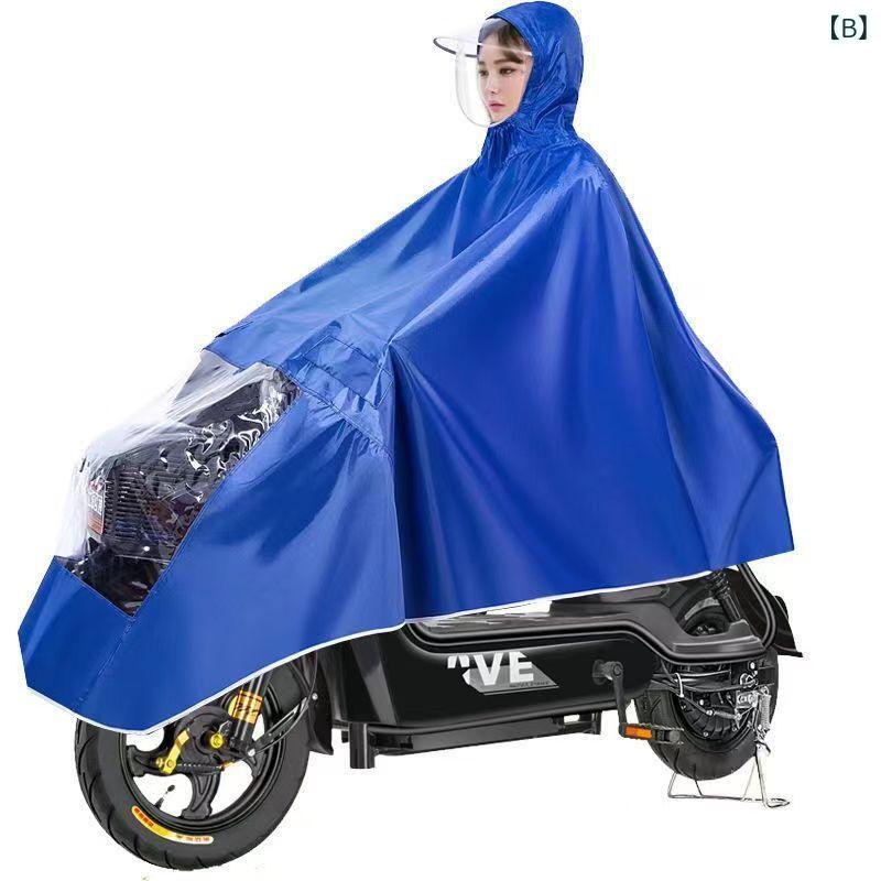 バイク用レインコート 男性用/女性用 電動バイク オートバイ バイク用雨具 厚手 PVCコーティング オックスフォード生地 防水 防雨 収納袋付き レッド/ブルー/パープル/ネイビー 3XL/4XL/5XL/6XL/7XL/8XL/9XL