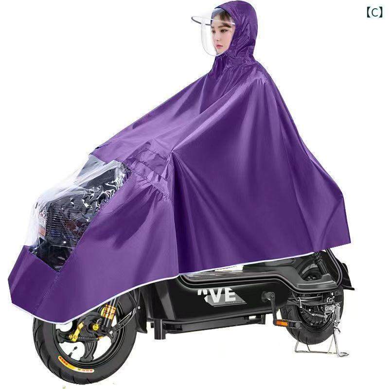 バイク用レインコート 男性用/女性用 電動バイク オートバイ バイク用雨具 厚手 PVCコーティング オックスフォード生地 防水 防雨 収納袋付き レッド/ブルー/パープル/ネイビー 3XL/4XL/5XL/6XL/7XL/8XL/9XL