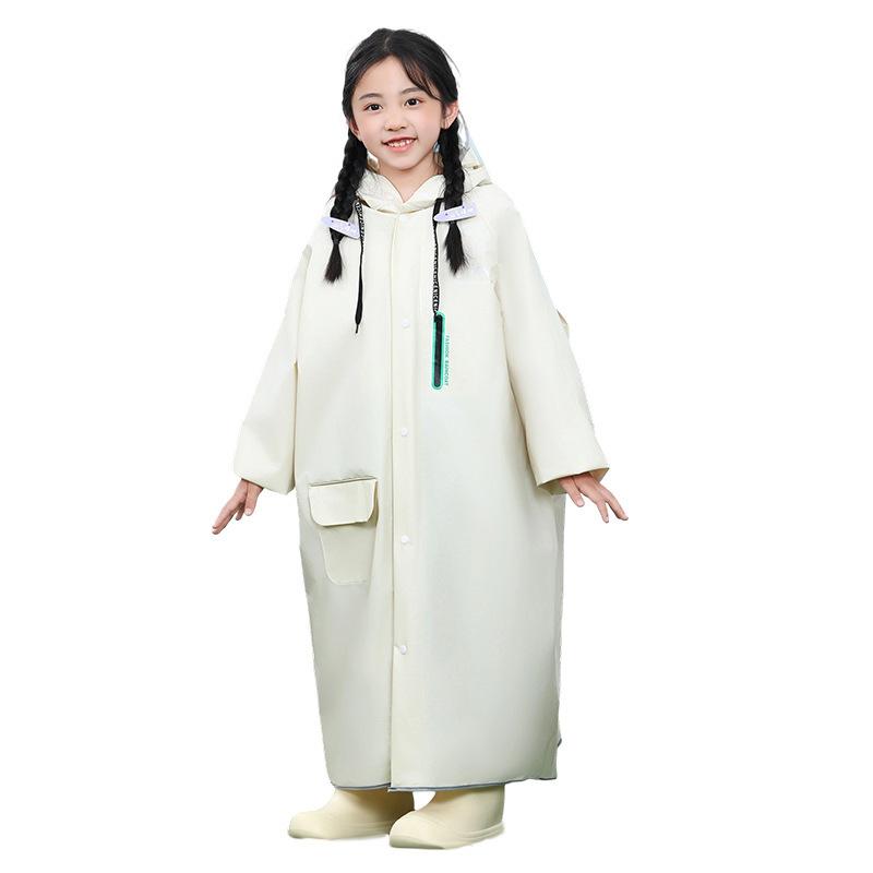 子供用レインコート 男の子 女の子 小学生 通学 リュック対応 自転車用 反射テープ付き モスグリーン ホワイト ベージュ ブラック XL 2XL 3XL 4X...