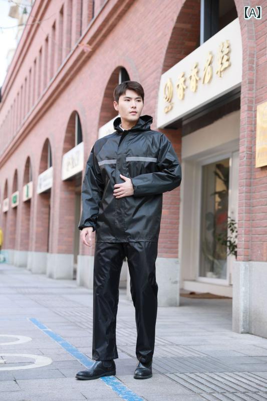 レインウェア レディース メンズ 上下セット バイク用 防水 大人用 自転車用 ポンチョ 男性用 女性用 通勤 通学 オックスフォード生地 無地 ブラック ネイビー イエロー レッド