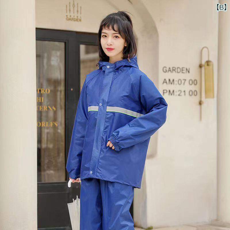 レインウェア レディース メンズ 上下セット バイク用 防水 大人用 自転車用 ポンチョ 男性用 女性用 通勤 通学 オックスフォード生地 無地 ブラック ネイビー イエロー レッド