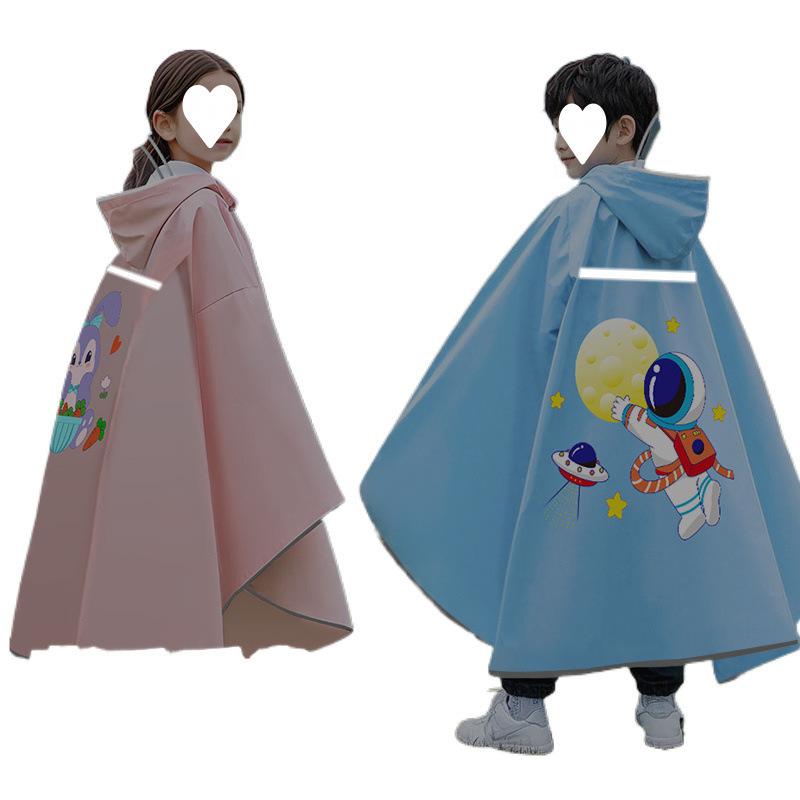 レインコート キッズ 子供 小学生 男の子 女の子 ランドセル対応 ポンチョ カッパ 雨具 防水 撥水 軽量 薄手 かわいい 黄色 恐竜柄 ブルー 宇宙柄 ピン...