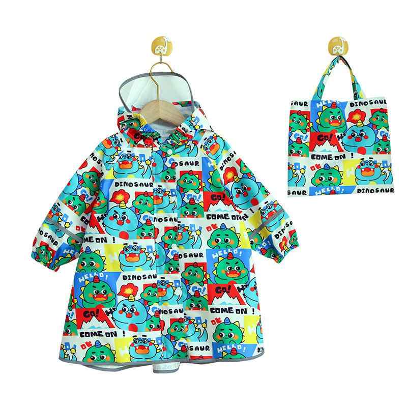 キッズ レインコート 男の子 女の子 幼稚園 保育園 ベビー 子供用 雨具 カッパ 薄手 防水 ブルー 恐竜柄 パープル
