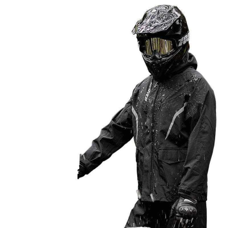 レインコート 男性用 上下セット 防風 防水 反射材 バイク ウェア 摩旅 オールシーズン