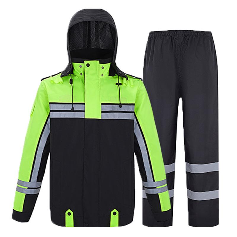 レインコート 男性用 レインパンツ 上下セット 防水 撥水 オックスフォード生地 交通安全 警備 道路工事 作業用 アウトドア