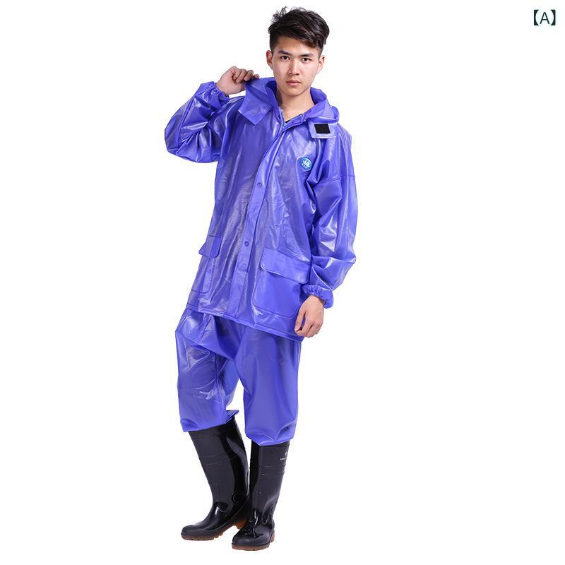 レインコート 男性用 防水 上下セット 厚手 バイク用 電気自動車 スクーター 雨具 雨着