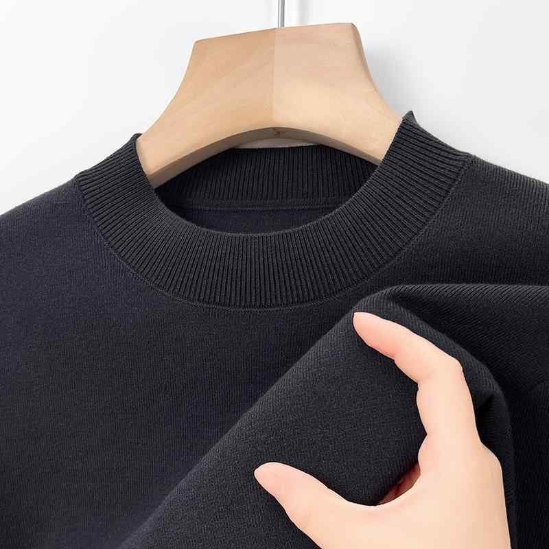 ニット メンズ 男性用 ウール セーター クルーネック 暖かい 秋冬 黒 ブラック 深灰 グレー 栗色 茶色 M L XL 2L 3L